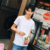 日系小清新男士短袖T恤夏季圆领韩版修身青春学生半袖纯色体恤潮