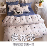 春夏单人双人四件套韩式床上用品学生时尚印花床单被套宿舍三件套