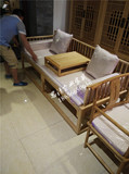 新中式禅意罗汉床老榆木免漆明式罗汉床圆棍罗汉榻实木家具可定制