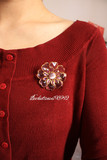欧洲复古vintage钻石立体切割纹心形花瓣多层花朵古董胸针围巾扣
