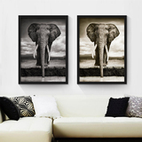 睿智大象动物创意摄影装饰画办公室墙画有框壁画卧室书房玄关挂画