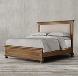 美国RH原单美式乡村复古橡木双人床 法式卧室全实木床 欧式单人床