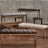 美式乡村实木家具法式床边凳床前凳简约欧式卧室实木沙发凳换鞋凳