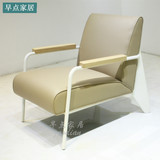 法式单人铁艺沙发椅 客厅休闲椅 欧式软包单人布艺沙发样板房定制