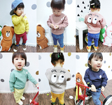 seeyababy2016新款韩国婴幼儿男女童T恤春装纯棉加绒卫衣打底衫