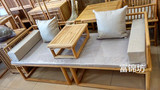 明式米白棉麻亚麻中式坐垫罗汉床垫五件套飘窗垫红木沙发坐垫定做