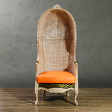 法式高档蛋形椅/美式乡村太空椅/新古典实木接待单人沙发形象椅