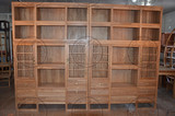 仿古免漆老榆木中式书架原木带抽屉实木书柜自由组合柜书橱展示柜