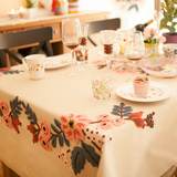 田园风复古花卉纯棉餐桌布 刺绣客厅茶几桌布 精美婚庆桌布书桌布