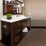 美式浴室柜组合落地洗手盆柜洗漱台柜卫生洁具落地柜橡木实木定做