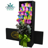 厄瓜多尔进口七彩玫瑰花礼盒生日母亲节上海鲜花速递同城预定送花