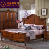 美式全实木床 欧式1.8米双人大床 实木婚床简约双人床 板床