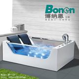 Bonen/博纳恩豪华玻璃透明1.8米双人浴缸五件套浴缸冲浪按摩浴缸