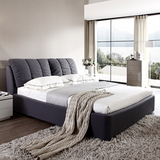 实木布艺床软包床布床可拆洗简约现代储物婚床1.8米双人床软床111