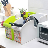 出口日本厨房收纳盒 橱柜调味收纳架置物架锅盖架塑料滑轮收纳筐
