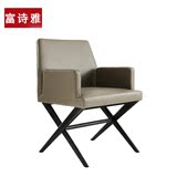 现代新中式实木沙发 客厅会所休闲单人椅皮艺沙发 设计师创意家具