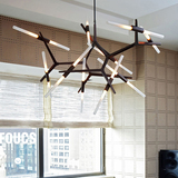 简约美式树枝灯艺术 实木餐厅吊灯创意个性北欧设计师树杈客厅灯