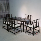 新中式茶桌实木家具禅意会议桌老榆木免漆茶室茶桌茶台茶桌椅组合