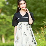 2016夏装女装棉麻日常汉服女改良中国风复古齐胸襦裙连衣裙套装