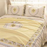 奢华绣花高档优质纯棉水洗绗缝被三件套床盖床单春秋被多功能被