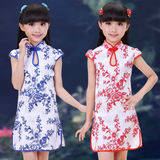 儿童旗袍夏季 女童唐装连衣裙子 小孩女孩中国风演出服小女孩童装