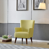 北欧简约实木单人沙发椅 时尚休闲皮布艺椅 客厅卧室创意单椅