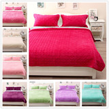 新款韩式纯色冬季加厚高档水晶绒毛毯绗缝床单床盖床垫床上用品