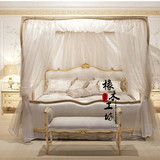 新古典时尚奢华四柱婚床欧式白色金箔四柱床美式婚床卧室床定制