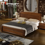 纯实木床1.8米双人床中式全实木单人床胡桃木床高箱床1.5米储物床