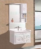 蒙娜丽莎欧式PVC浴室柜 一体陶瓷盆卫浴柜 洗脸盆组合带镜灯 80cm