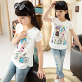 13韩版女童纯棉B类T恤儿童圆领打底短袖5至7-8-9到11周岁卡通衣服