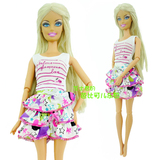 Barbie芭比可儿丽芙娃娃裙子上衣裤子套装 芭比娃娃衣服 碎花短裙