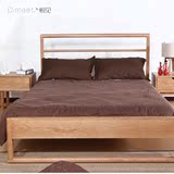 全实木床白橡木床北欧简约实木床1米 5 单人床简易实木床卧室家具