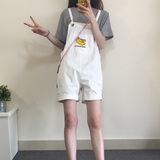2016夏季新款韩版学院风少女可爱香蕉短裤子学生吊带背带裤