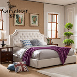 美式乡村棉麻布艺床软包床 1.8米双人床婚床简约卧室储物床