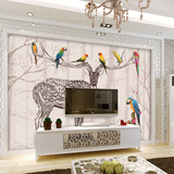 3d立体欧式客厅无纺布壁纸画 电视背景墙纸大型壁画手绘花卉麋鹿
