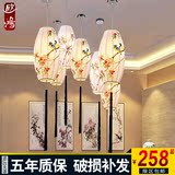新中式手绘吊灯复古温馨餐厅书房布艺灯具过道走廊酒店工程吊灯