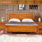 简约实木床1.8米 双人床1.5米 中式原木高箱储物家具卧室婚床白色