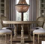 美式乡村法式复古实木餐桌 法式风格圆形餐桌 地中海新古典家具