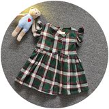 2016女童夏款连衣裙 女宝宝0-1-2-3-4岁英伦格子马甲裙背心裙