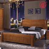 实木床 橡木1.8双人床 大小户型高箱储物 中式雕花全实木卧室家具