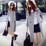 2016春装新款大码女装韩版七分袖薄款茧型风衣修身显瘦中长款外套