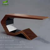 简约现代弧形书桌电脑桌创意个性异形胡桃木写字台办公桌特价定制