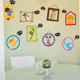 可移除墙贴纸贴画小鹿小狗小熊动物幼儿园墙壁装饰相片相框照片贴