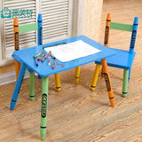 环保安全儿童桌椅 幼儿园宝宝木质桌写字桌 铅笔造型一桌两椅组合