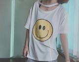 2016韩国ulzzang夏款新款卡通印花趣味笑脸表情风宽松短袖T恤女