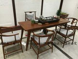 新中式茶桌实木明式禅意会议老榆木免漆茶室茶桌茶台茶桌椅组合