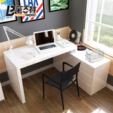 现代简约白色钢琴烤漆旋转转角电脑桌书桌书柜书架组合办公桌书桌