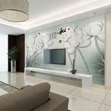 中国风3D立体大型壁画客厅电视背景墙壁纸荷花图案卧室无纺布墙纸