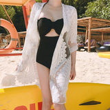海边度假沙滩防晒衣罩衫开衫空调衫镂空蕾丝衫上衣中长款七分袖女